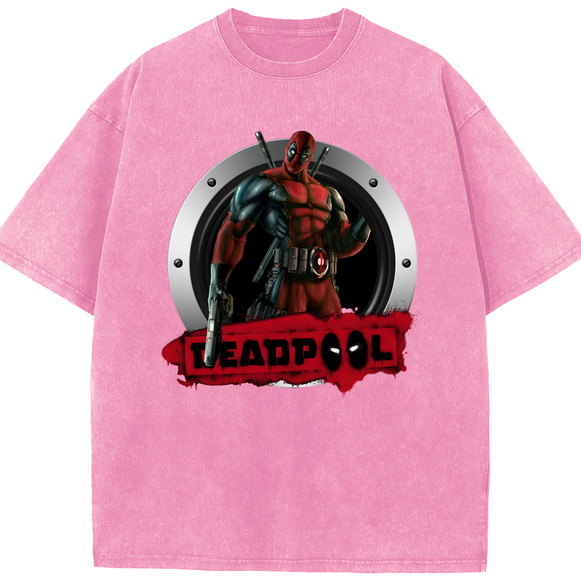 （画像用） Deadpool デッドプール 綿100% ヴィンテージ風 半袖Tシャツ（フロントプリント）